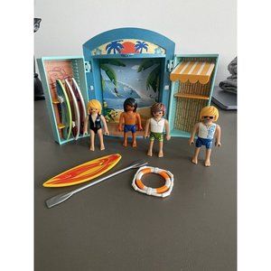 Playmobil City Life Surf Cafe Shop Take A Long Case Beach 4 People Incomplete